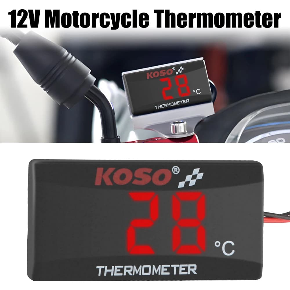 Termometro per moto con indicatore rosso blu con sensori 0~120 ° Misuratore di temperatura per retrofit del serbatoio dell'acqua C Monitor 12V