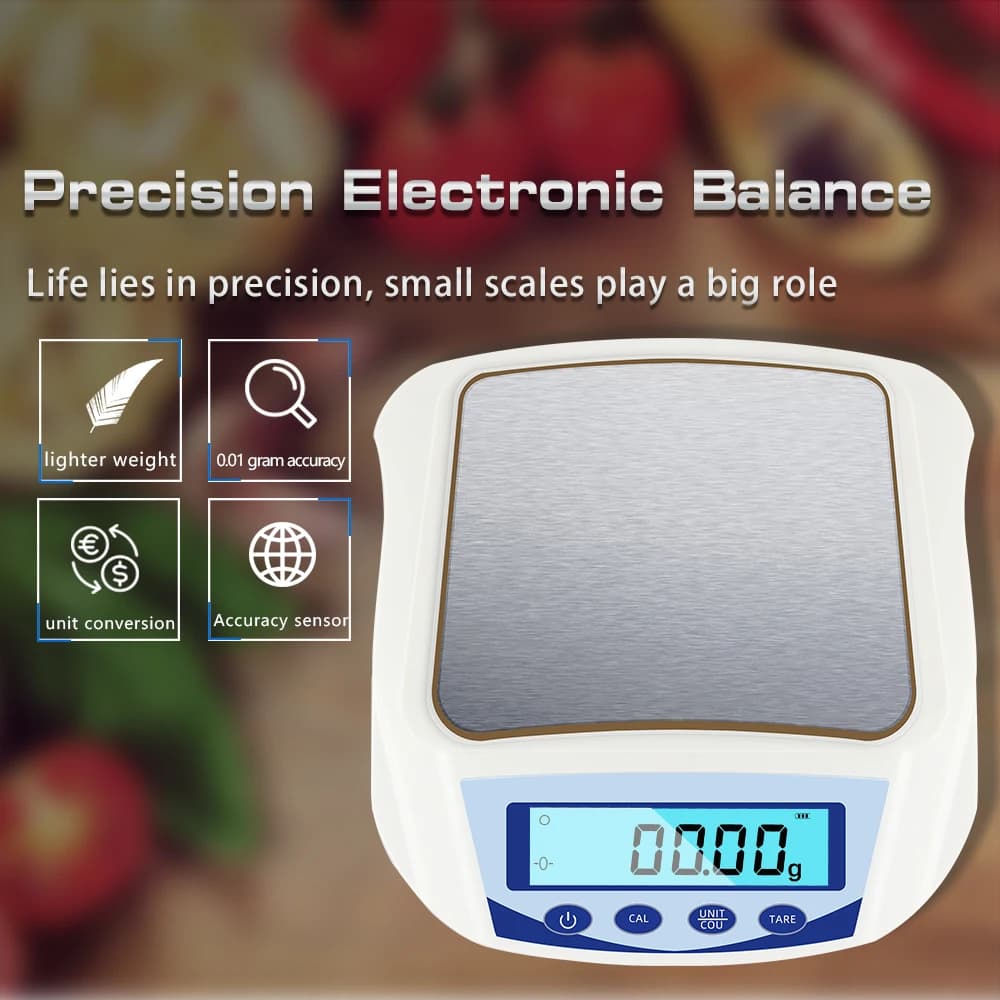 1000g/0.01g Bilancia elettronica digitale Bilancia da laboratorio ad alta precisione Display LCD Precisione Gioielli Cucina Peso Spina UE