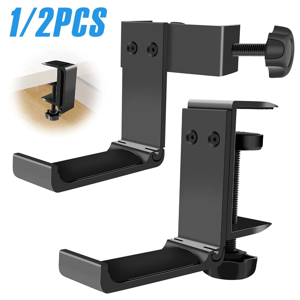 1/2Pcs Desk Headphone Holder No Punch Table Clip Hook Foldable Backpack Storage Hanging Hook Multipurpose Home Office Organizer
