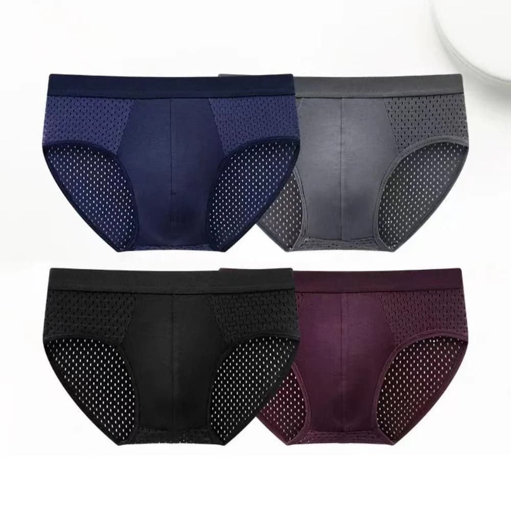 4 Pezzi Slip Uomo a Vita Bassa in Rete, Slip Sottili Oversize, Lingerie Maschile Elastica, Intimo a Triangolo in Seta Ghiaccio, Regali