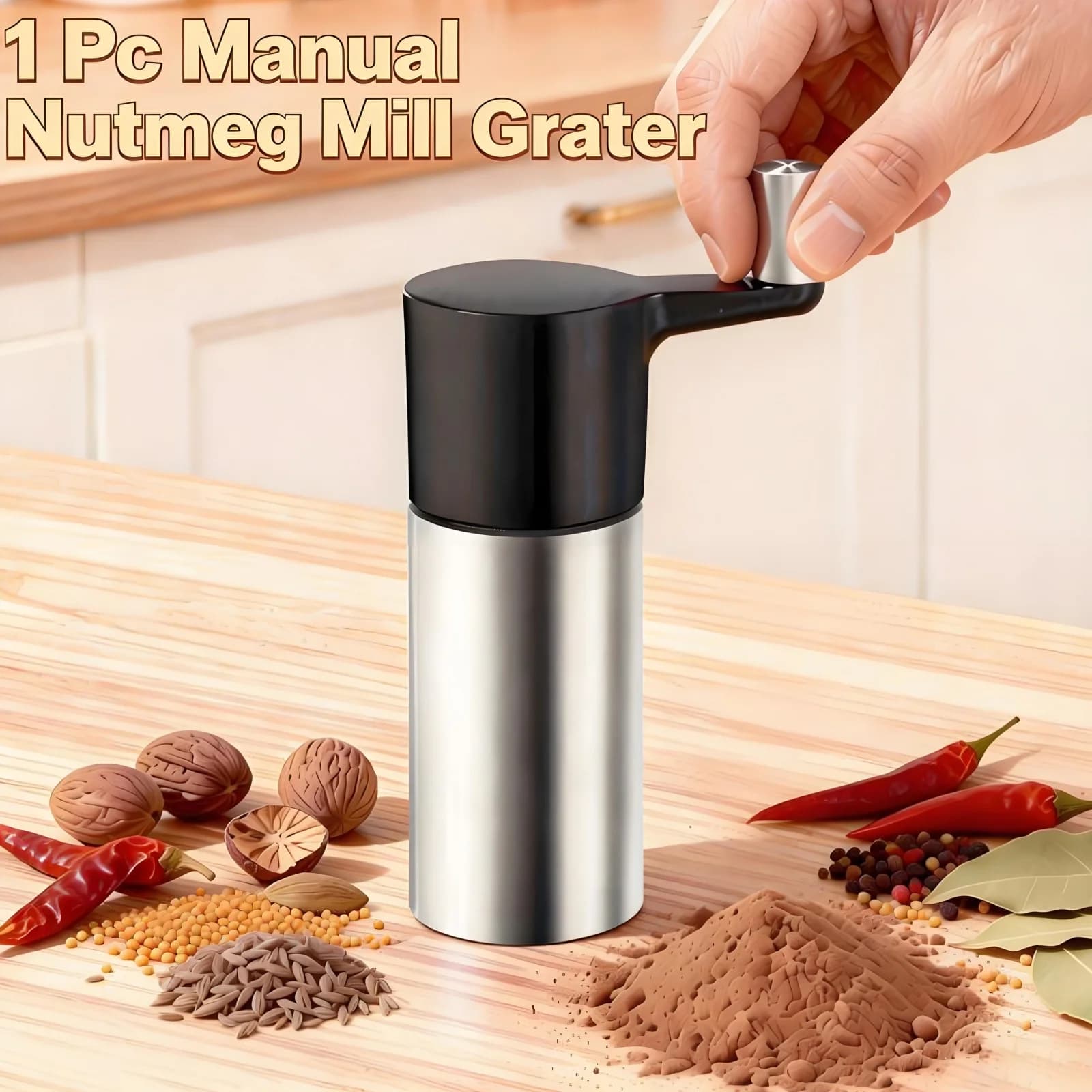 1 pz manuale smerigliatrice per nocimeg grattugia in acciaio inossidabile mulino per spezie grossolanità regolabile per cucinare accessori da cucina