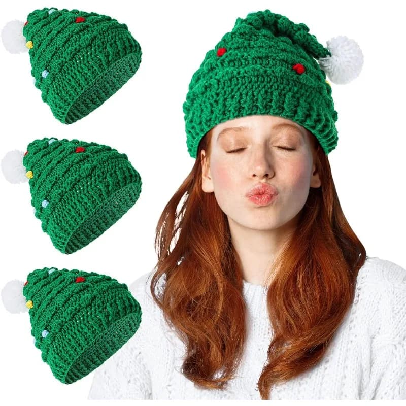 2 pezzi cappello da albero di Natale berretto invernale lavorato a maglia all'uncinetto cappello lavorato a maglia di Natale cappello divertente berretti divertenti natalizi unisex per adulti