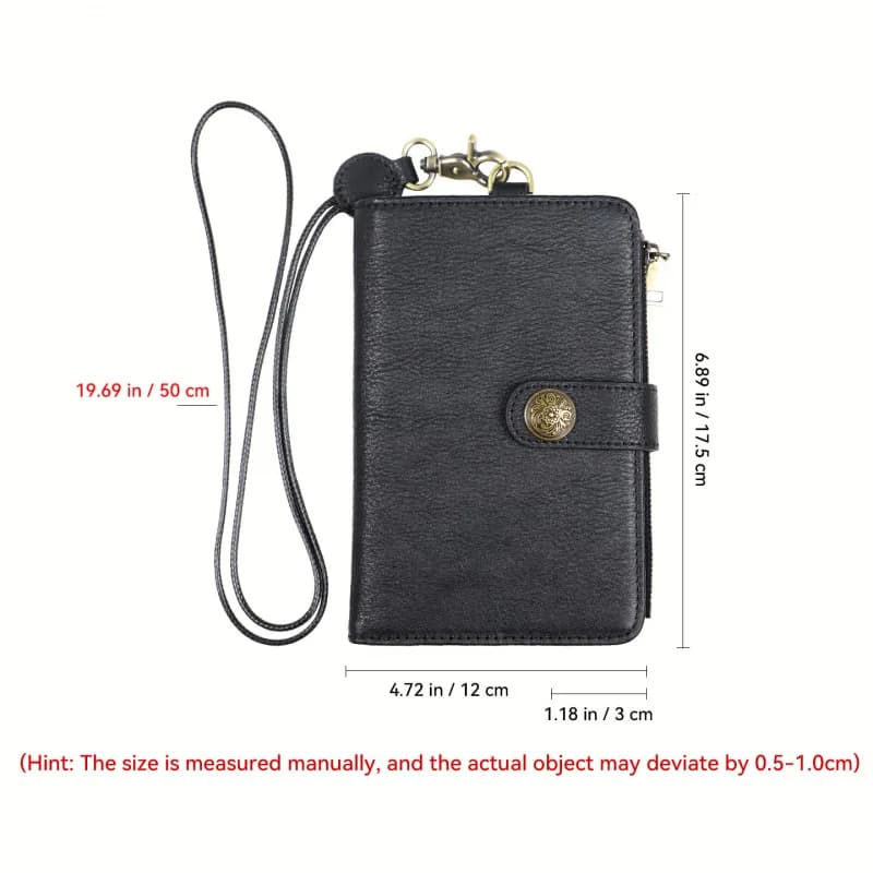Multi-function Passport Wallet Genuine Leather Credit Card Holder Zipper Money Bag with Keyring Large Capacity Organizer Purse