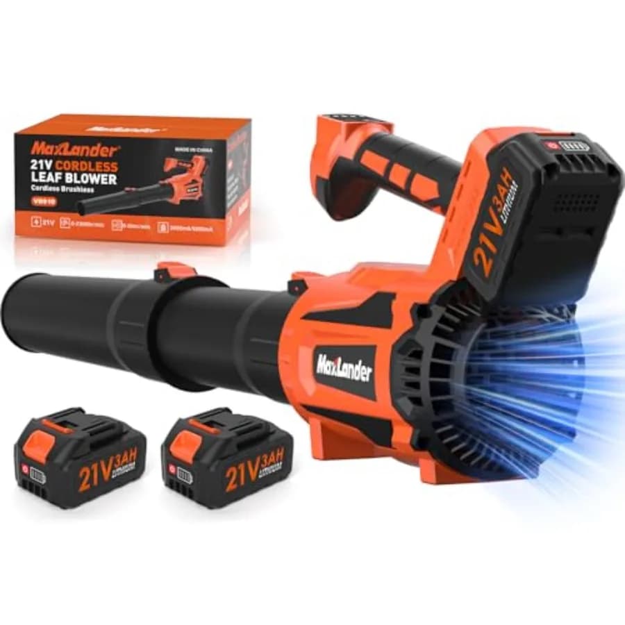 Cordless Electric Leaf Blower with 2pcs 3.0Ah Batteries and 1 Charger 600CFM 200MPH Power Output 5 Speed Settings for Efficient