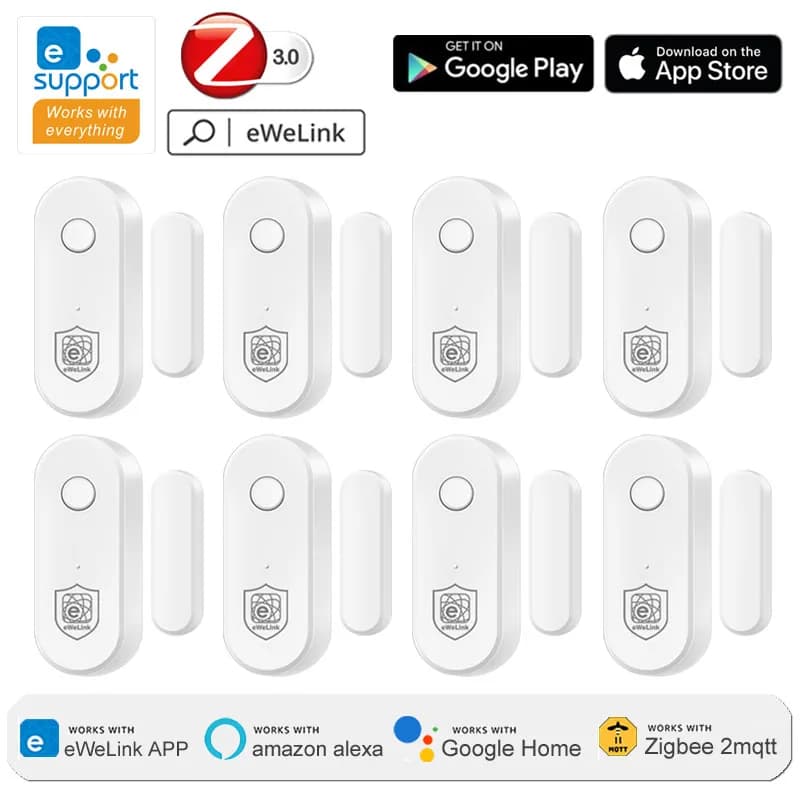 EweLink Zigbee Sensore porta Rilevatore finestra aperta chiusa Controllo APP Allarme di sicurezza domestica intelligente Funziona con Alexa Google