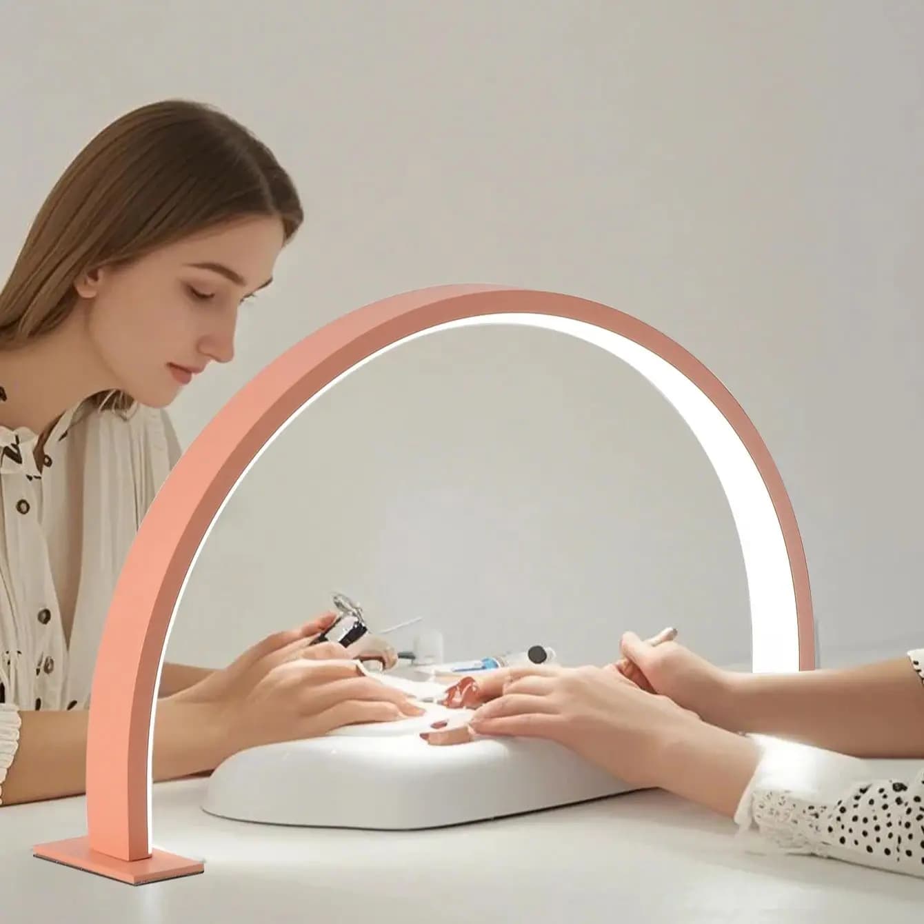 Lampada di riempimento bianca/rosa per soggiorno, cassettiera, decorazioni per la casa della camera da letto, salone di bellezza, salone di bellezza