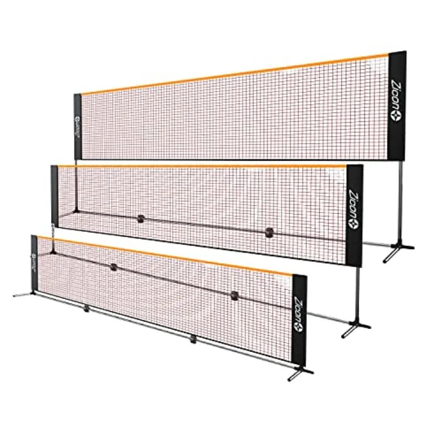 Set di rete da tennis portatile con pali in acciaio inossidabile, altezza regolabile, rete in nylon nera, ideale per bambini, pallavolo, pickleball.