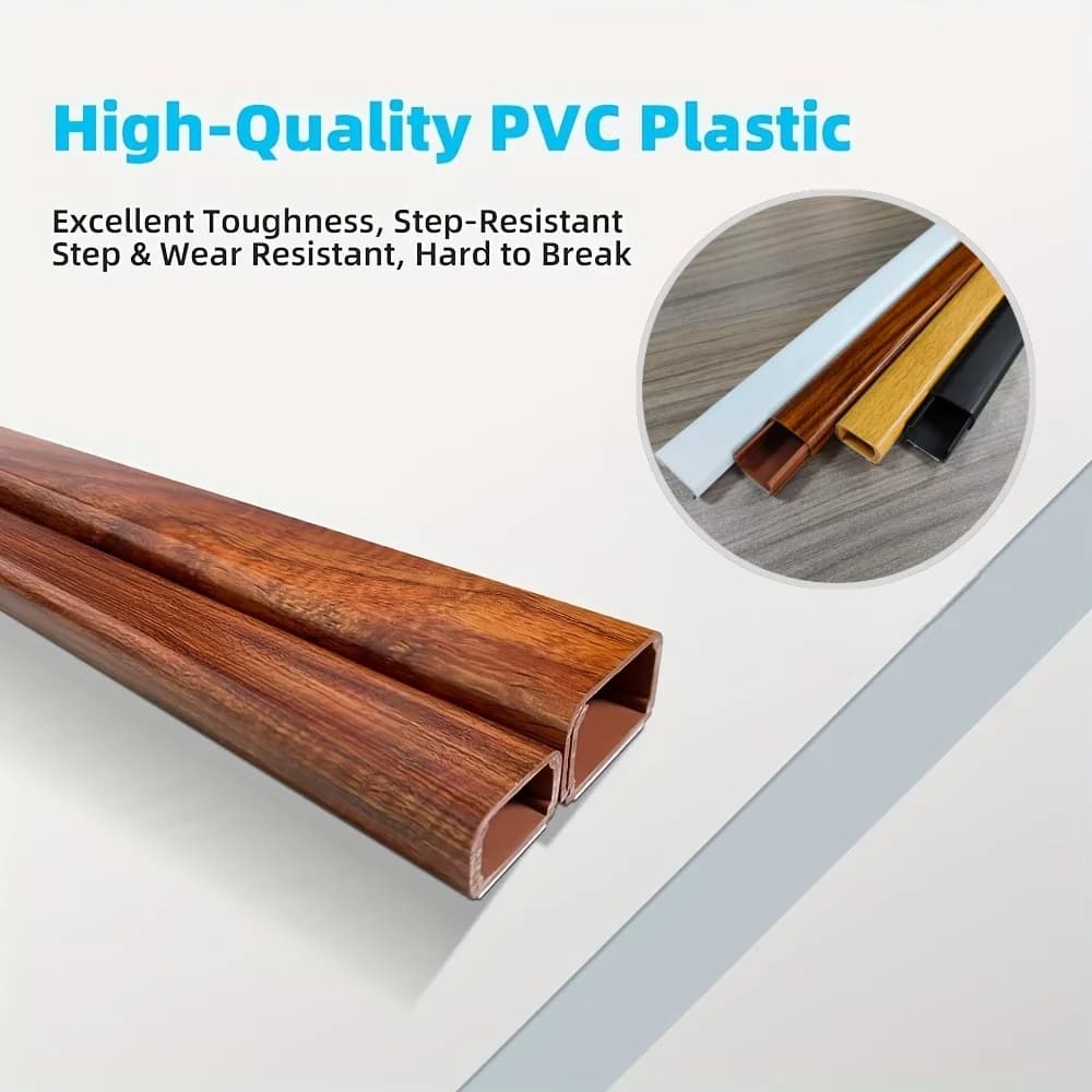 1PC 40cm/15.75 inch Square Wire Cable Channel Golden Wood Effect, Self-adhesive, Folding Cable Decoration, Easy to Paint