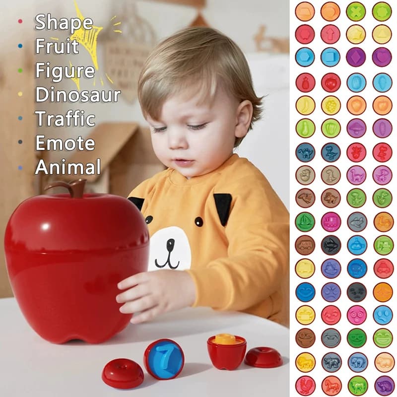 Apple Smart Egg 3D Puzzle Montessori Toys Baby Matching Games Color and Shape Classification Fine Motor Skills Educational Toys