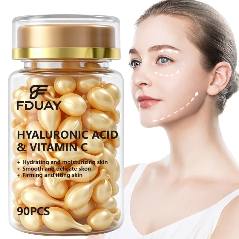 FDUAY Vitamin C Hyaluronic Acid Serum Capsules for Deep Hydration Soften Skin Texture And Lift Complexion Independent
