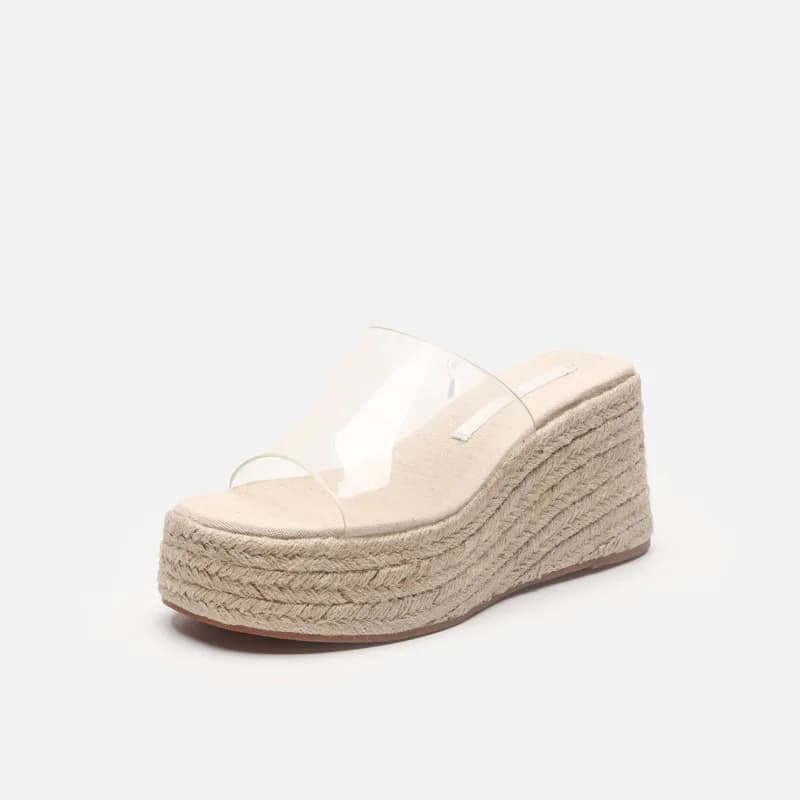 Sandali con zeppa Pantofole trasparenti con tacco inclinato estivo da donna per donna Pantofole con plateau esterno Scarpe da donna Taglie forti 44