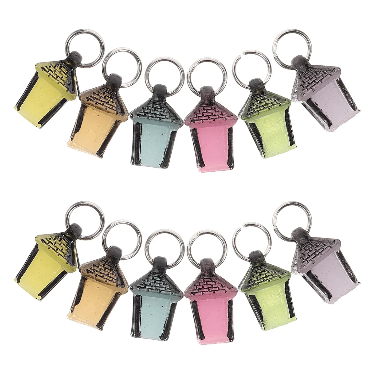 Set di 12 Mini Lanterne Luminose in Resina, Ornamenti Decorativi che si Illuminano al Buio per Scrivania, Comodino, Mensola, Decorazione Casa, Fai-da-Te