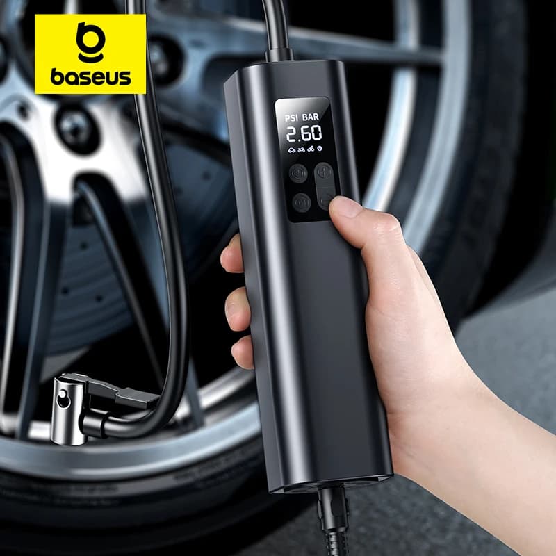 Baseus Gonfiatore Pompa 12V Compressore d'aria per auto portatile per motocicli Bicicletta Barca Gonfiatore per pneumatici Pompa d'aria gonfiabile automatica digitale