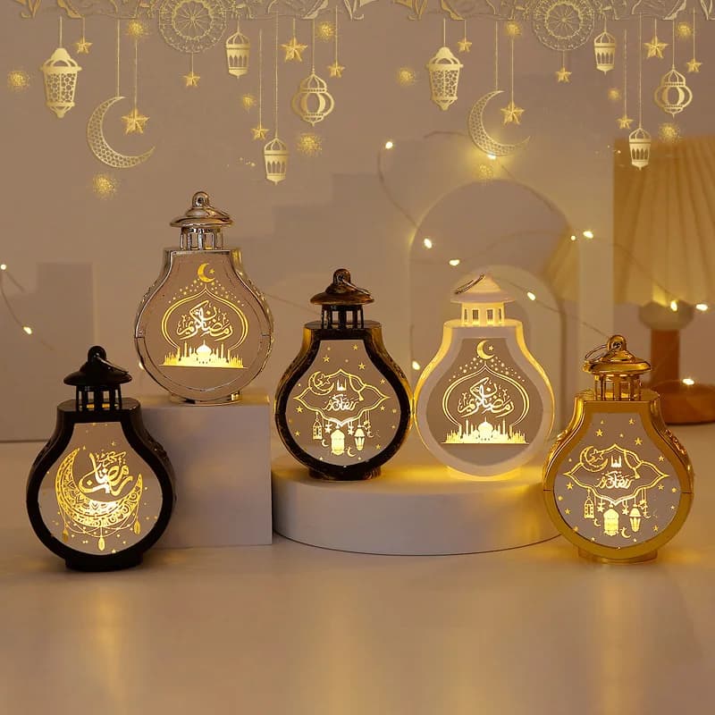 Lampada Notturna Decorativa per Ramadan, Lanterna Musulmana Eid, Decorazione Casa, Forniture per Feste, Regali per Ospiti