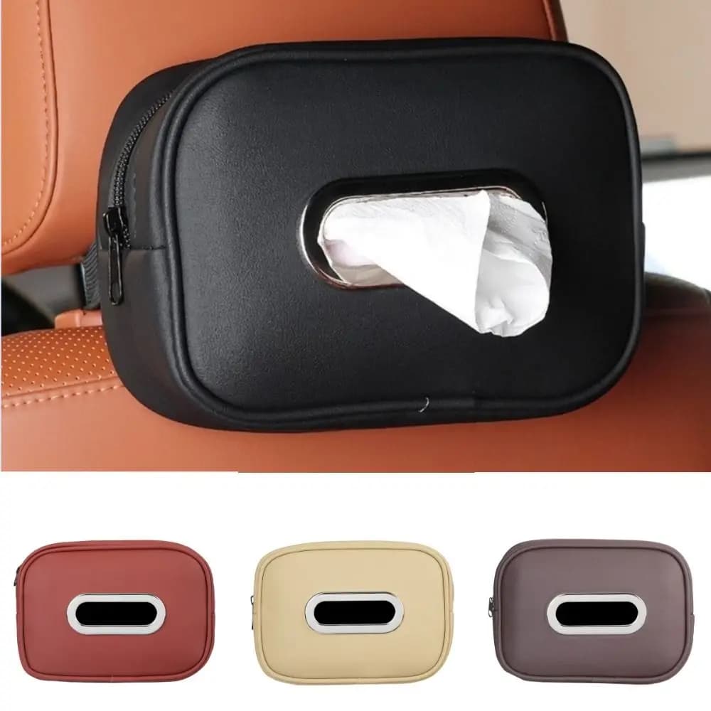 Porta fazzoletti per auto in pelle PU Visiera parasole Facile installazione Supporto per bracciolo Custodia per tovaglioli Scatola di immagazzinaggio Console centrale Organizzatore Viaggio su strada