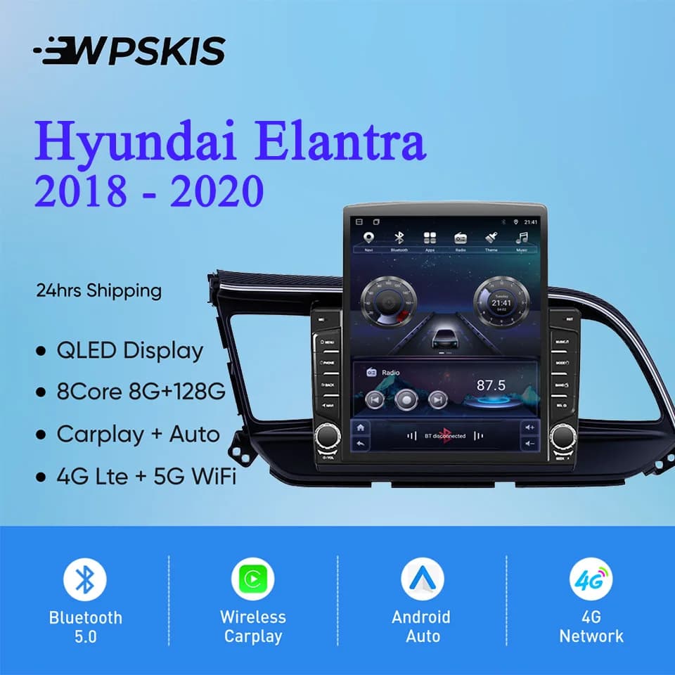 9.7 "Android 14 8G Ram Autoradio Lettore DVD Multimediale Navigazione GPS Per Hyundai Elantra 2018 - 2020 DVD Cassetta registratore a nastro