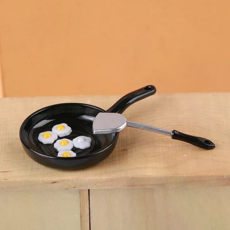 1/12 Miniature Fried Egg Panels Set for Doll House, Doll House Accessories, Miniature Kitchen Decoration