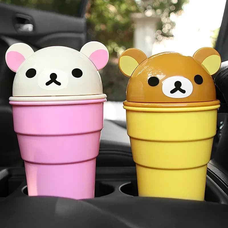 Car Trash Can Cute Storage Cup For Car Cartoon Trash Cup Bear Trash Can Storage And Sorting In The Car Automotive Goods