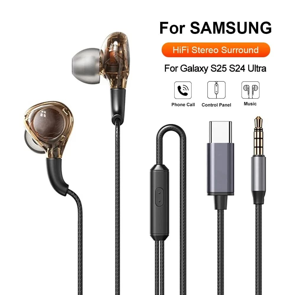 EARDECO HIFI Auricolare cablato Cuffie cablate con cancellazione del rumore In Ear 3.5mm e TypeC Cuffie per Galaxy S24 S24 Ultra
