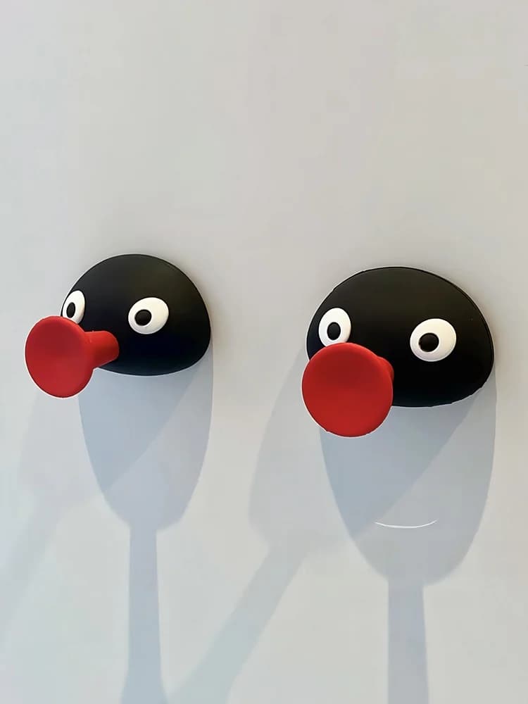Gancio Creativo a Ventosa a Forma di Pinguino, Senza Foratura, per Cucina, Bagno, Frigorifero, Adesivo Decorativo Senza Tracce, Magnete per la Casa