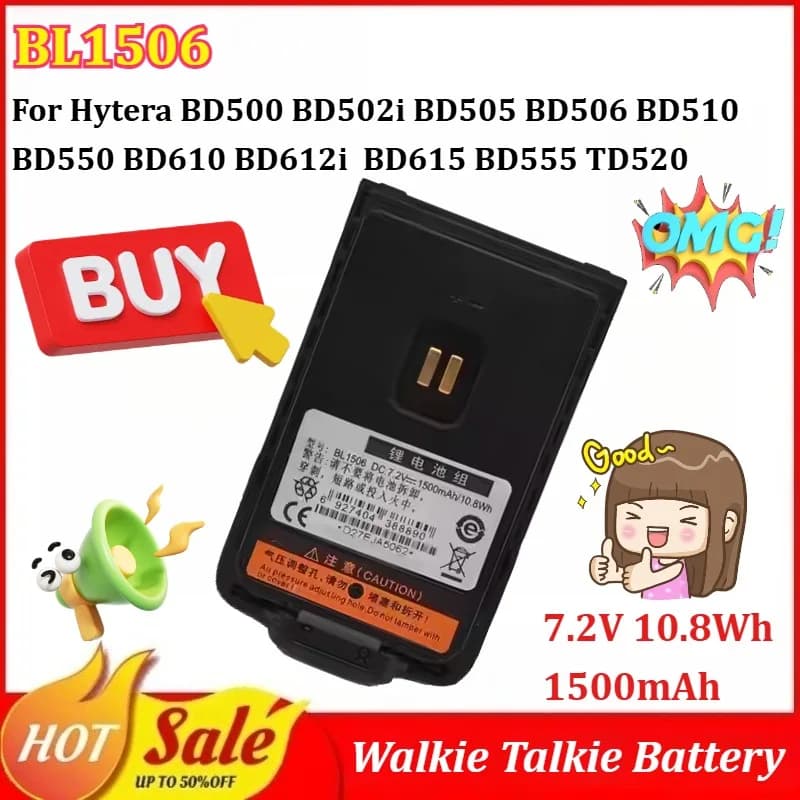 Batteria BL1506 7.2V 1500mAh per Walkie Talkie Hytera BD500 BD502i BD505 BD506 BD510 BD550 BD610 BD612i BD615 BD555 TD520 TD550
