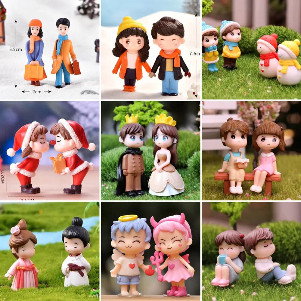 Decorazioni per matrimoni Mini bambola Figurine Amanti Figure Coppia in miniatura Ragazzo Ragazza Modello Principessa Fata Gnomo da giardino Regalo di San Valentino