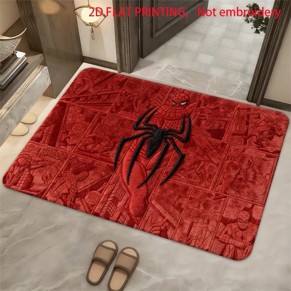 1pc MARVEL Spider-Man Rug Suitable for Bedroom, Non-Slip Soft Flannel Carpet with Spider-Man Print, Room Floor Mat for, Living