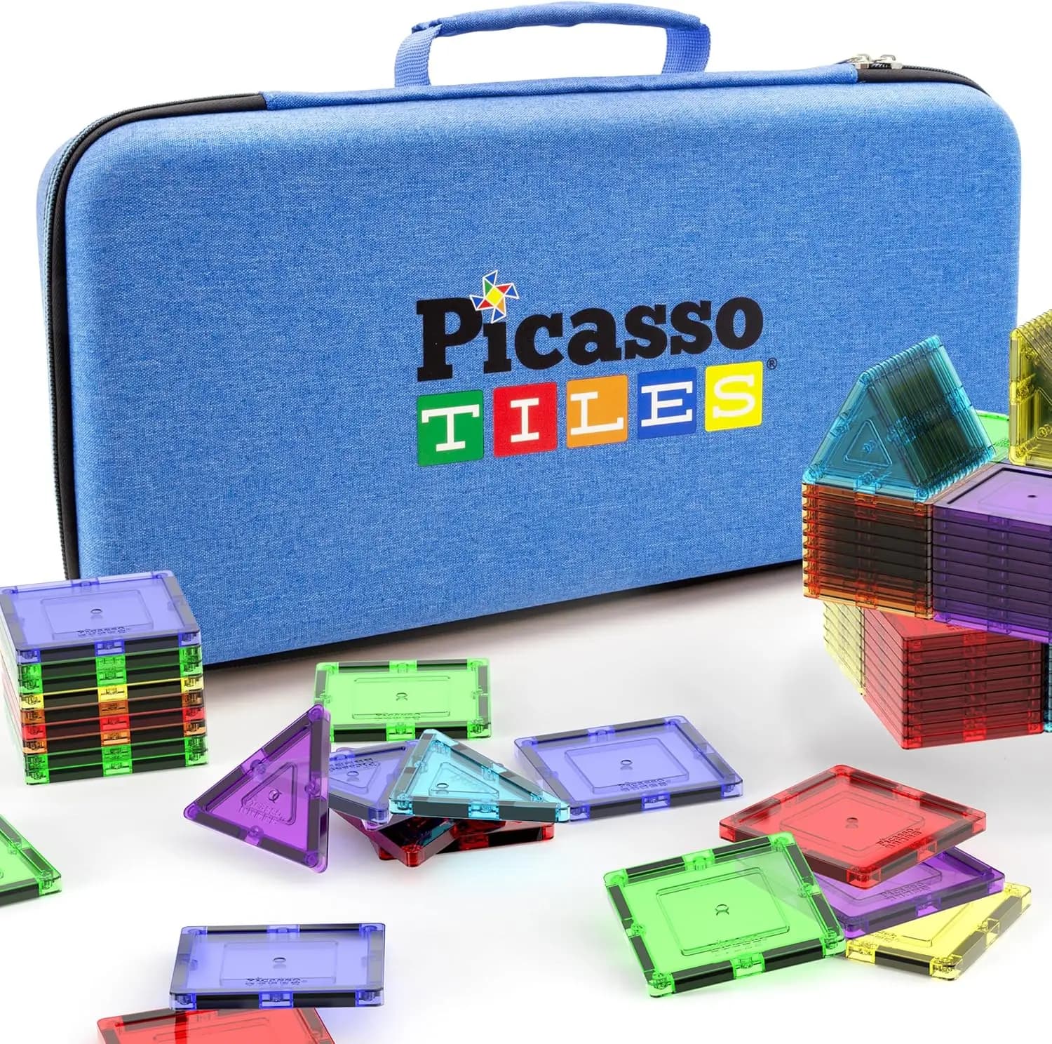 Custodia Portatile Magnetica per Piastrelle 16.5x7.5x3.5in, Borsa da Viaggio con Manico, Organizer Resistente all'Acqua per Blocchi da Costruzione e Giocattoli STEM in Tessuto Oxford