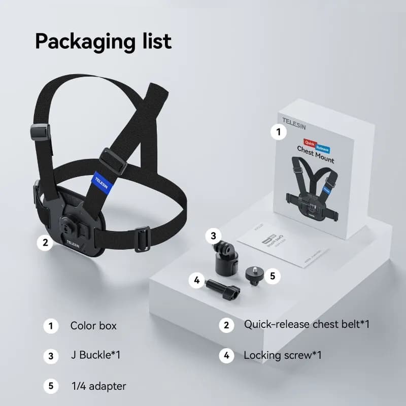 TELESIN Belt support with quick release chest strap for GoPro Hero 13 12 11 10 9 8 7 6 5 for Insta360 SJCAM for DJI OSMO Action