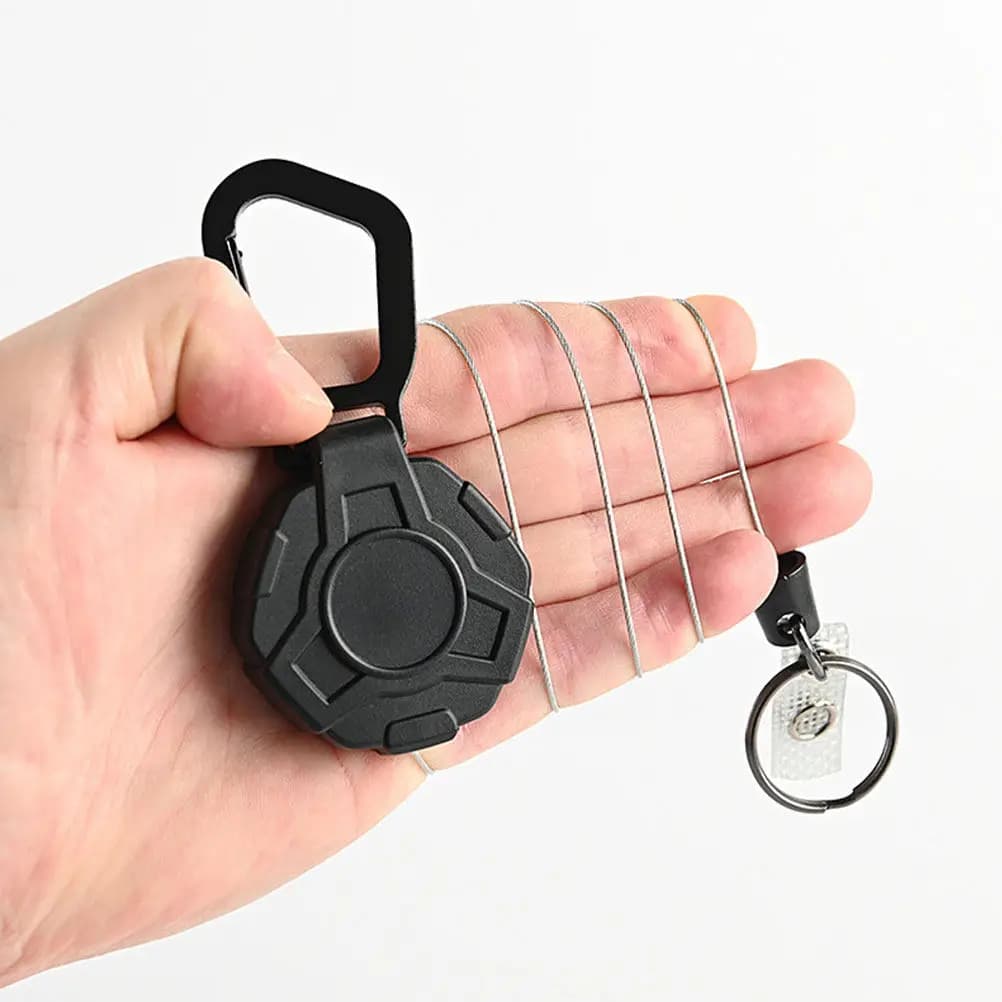 2 Pezzi Portachiavi Flessibile Retrattile, Elastico Anti-Smarrimento, Multiuso con Moschettone e Apribottiglie per Cintura e Tasca