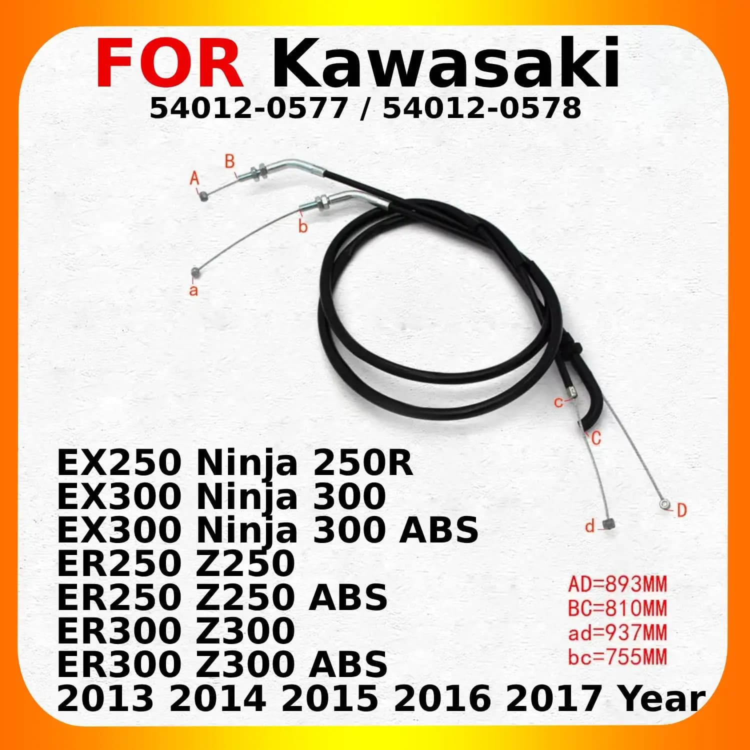 Moto Push & Pull cavo acceleratore linea fili Scooter accelerazione per Kawasaki EX250 Ninja 250R ER250 Z250 ER300 Z300 parti