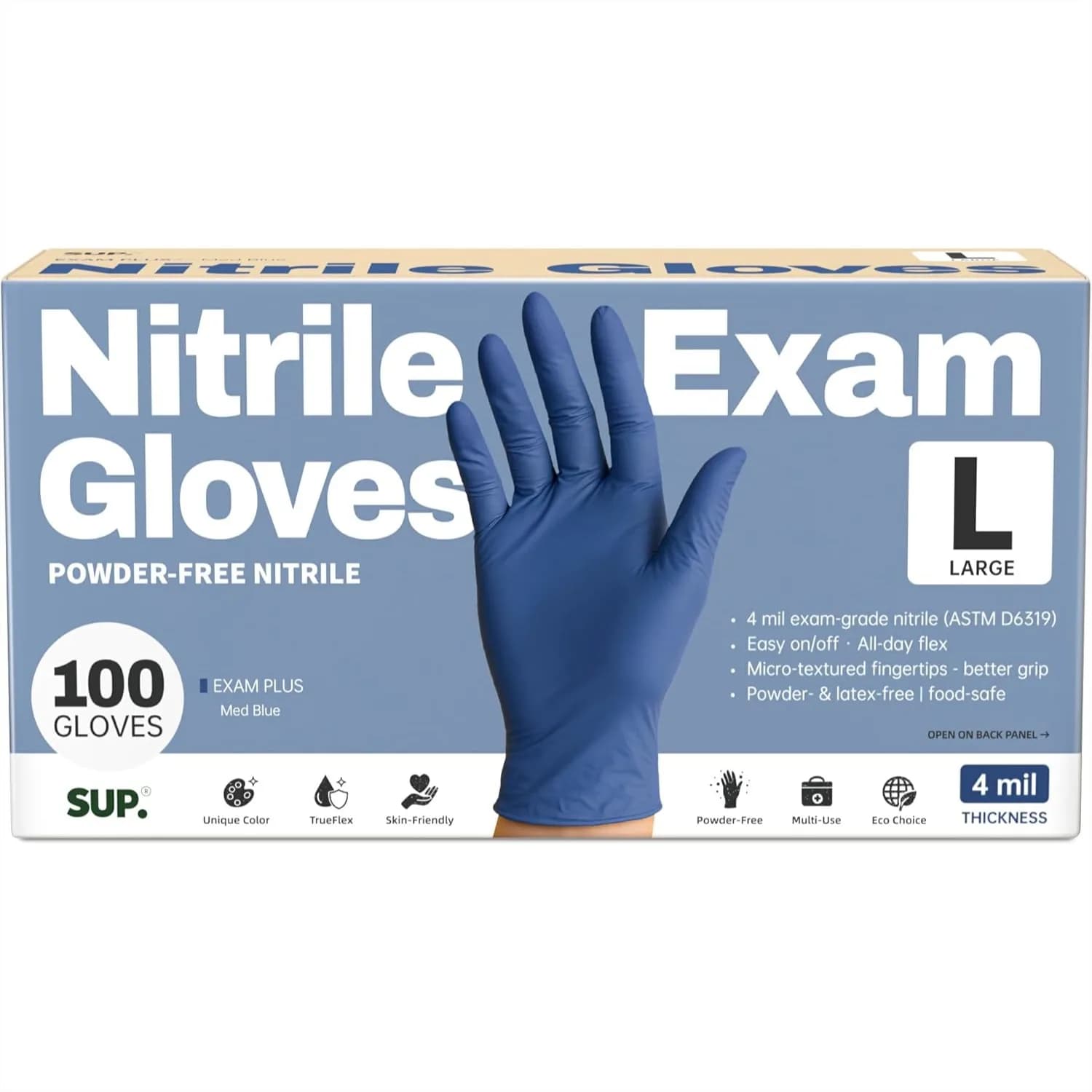 Disposable Nitrile Gloves for Cooking Cleaning, Blue 100 Count, Latex-Free Powder-Free