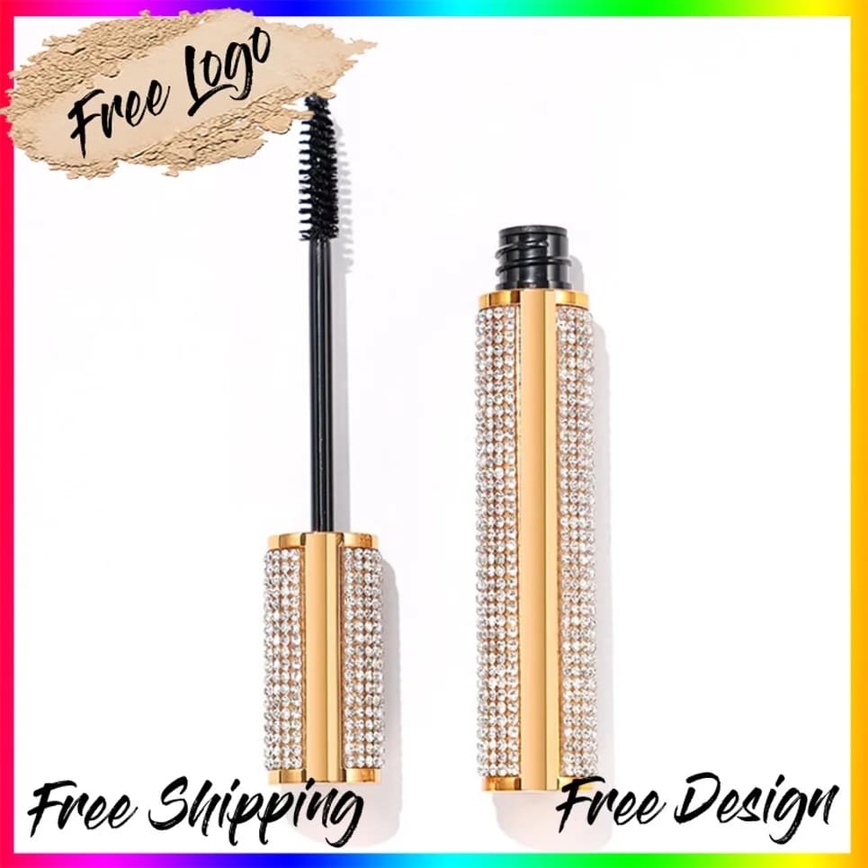 Mascara Nero Allungante e Incurvante Impermeabile e Anti-sbavature per Principianti, Etichetta Privata, Logo Personalizzato, Trucco Vegano all'Ingrosso