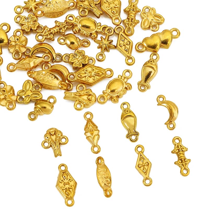 20 pcs stainless steel crab flowers love moon shell connectors pendants necklace bracelet jewelry diy pendants making supplies