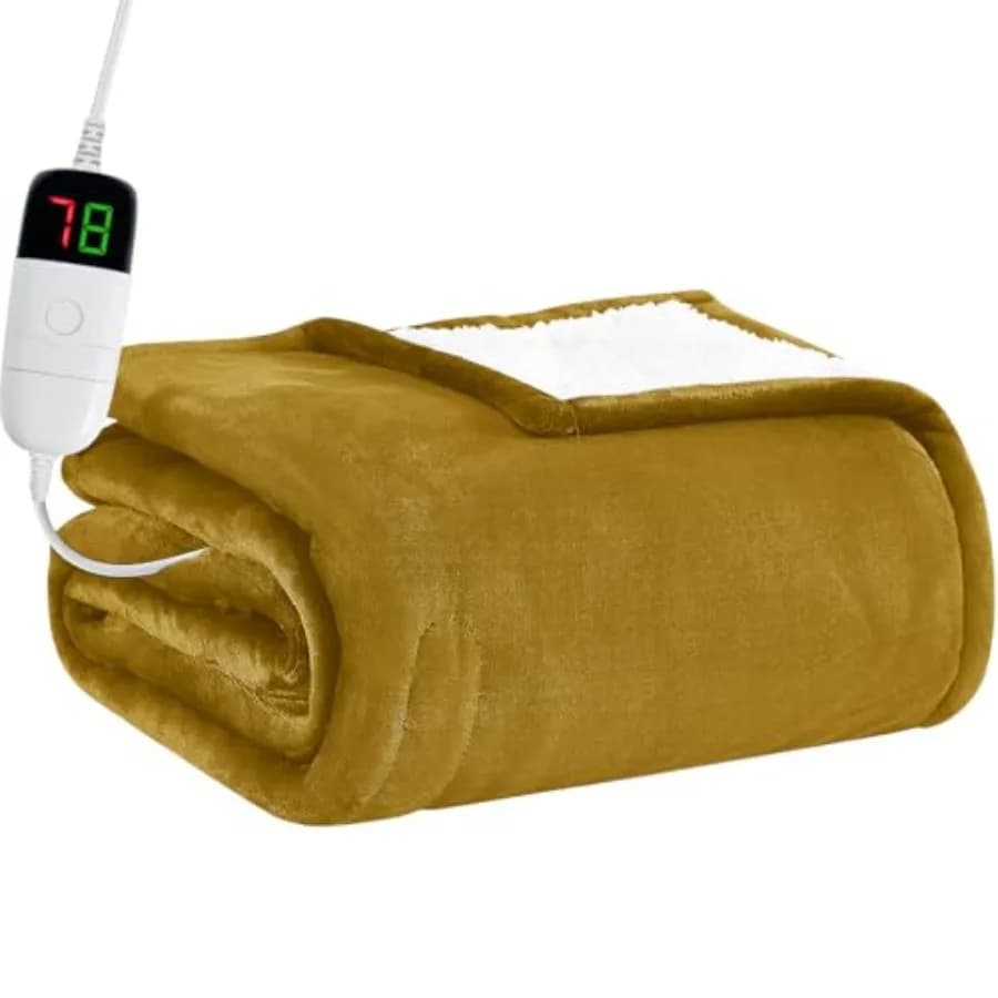 Coperta Elettrica Riscaldata - 157 x 213 cm, con 10 Livelli di Riscaldamento e Spegnimento Automatico dopo 8 Ore, Calda Coperta in Flanella, Regalo di Natale