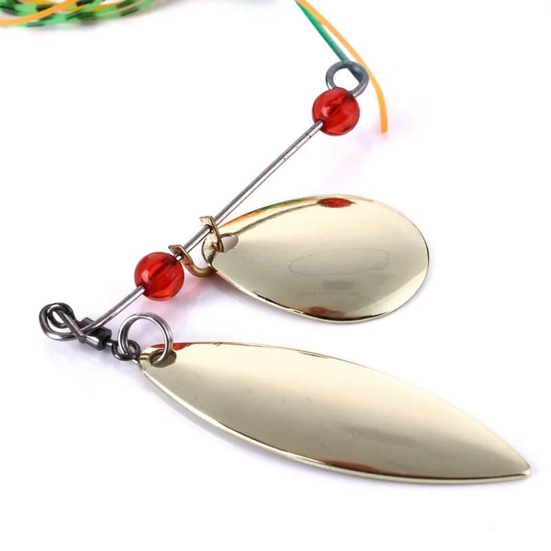 Esca Artificiale Rotante a Forma di Pesce con Paillettes in Lega a Foglia di Salice da 17g, Anti-Incrostazione, per la Pesca