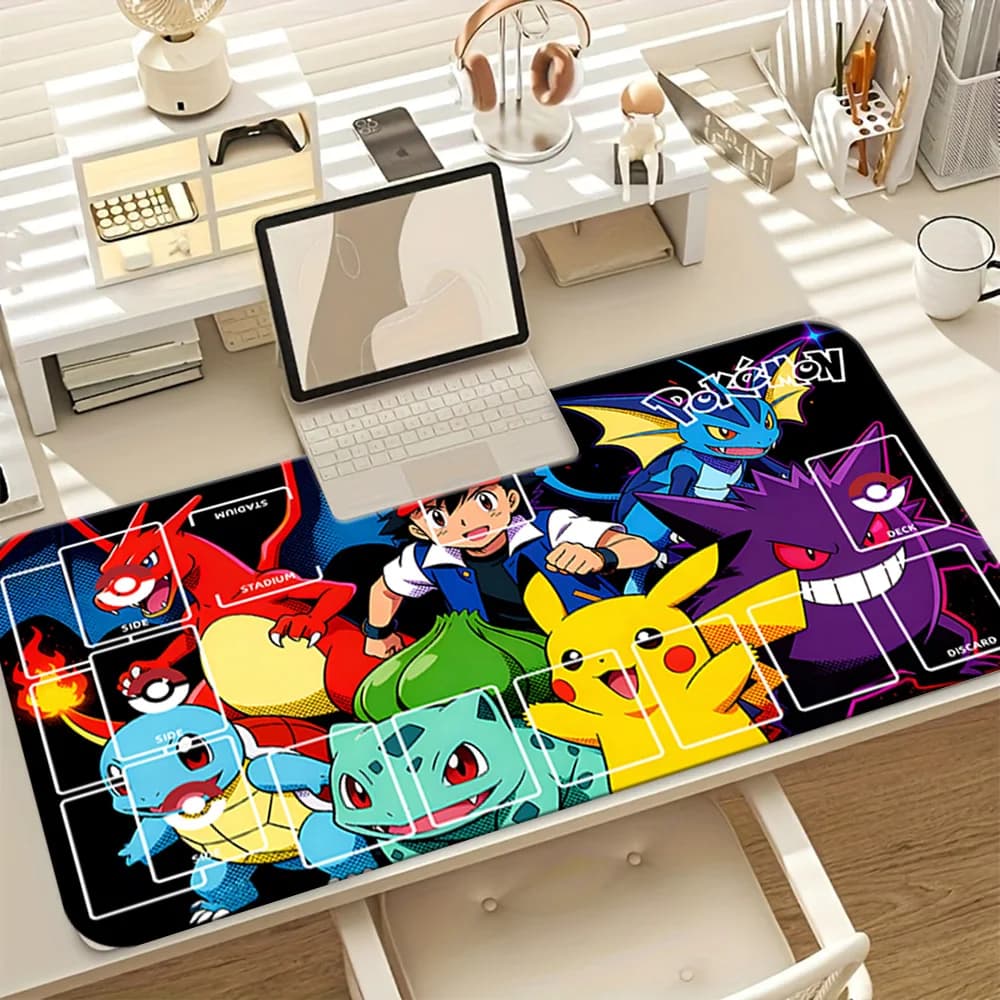 Pokemon Ash Pikachu Gengar Charizard TCG Playmat Large Non-Slip Gaming Mouse Pad Desk Mat