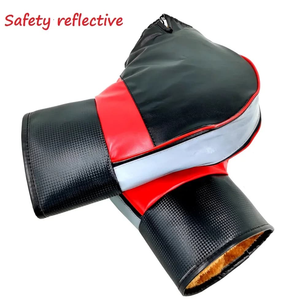 1 pair of universal motorcycle gloves, bike handlebar gloves, PU leather, winter, hot, for scooter, bike, wind protection for handlebar
