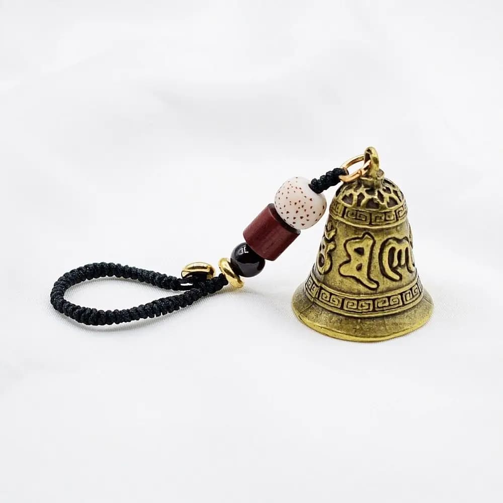 Creative Handmade Woven Lanyard Keyring Rope Keychain Vintage Chinese Style Tibetan Buddhism Six-word Mantra Bell