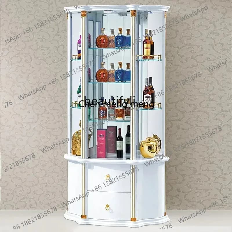 Credenza Portabottiglie in Vetro Stile Europeo SS26, Mobile da Parete per Sala da Pranzo, Vetrina Contenitore, Mobile Portabottiglie da Soggiorno, Dispenser da Terra per Casa