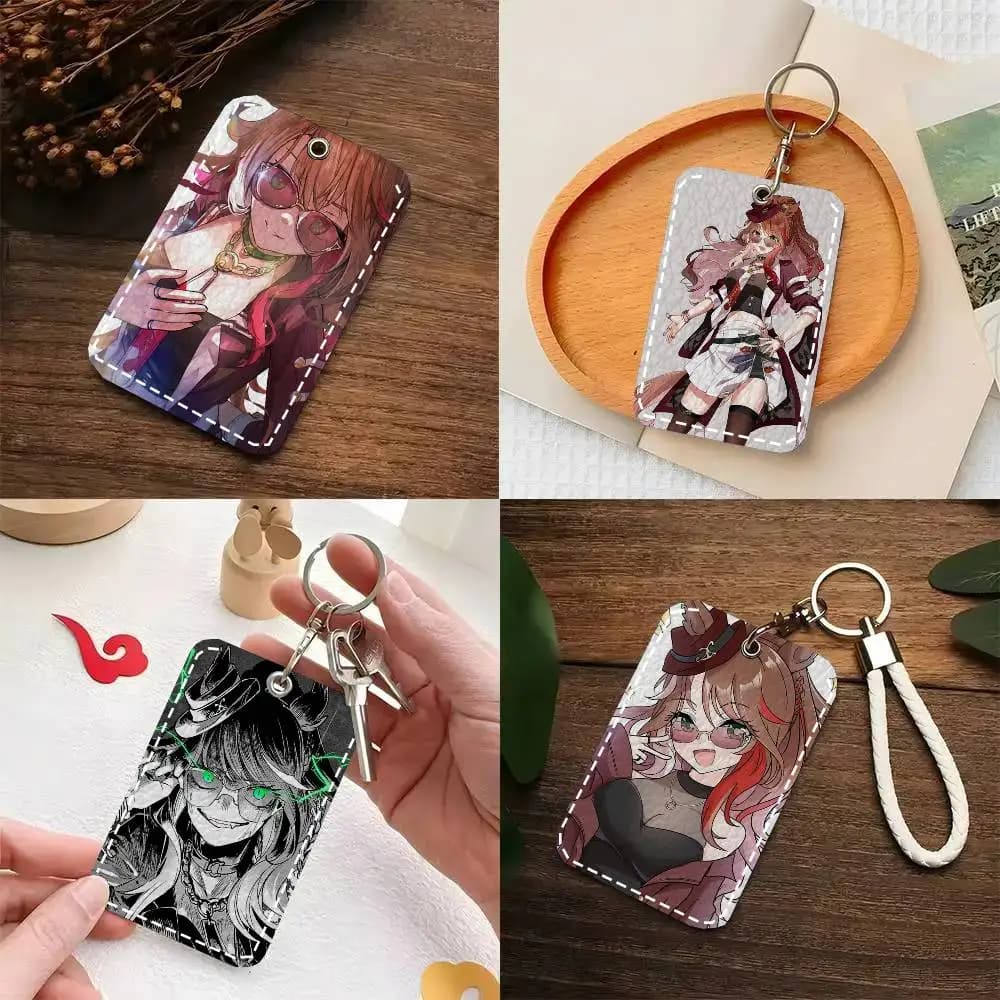 Portachiavi Anime Forever Young U-umamusume, Porta Tessere in Pelle, Custodia per Carte d'Accesso, Anello Portachiavi