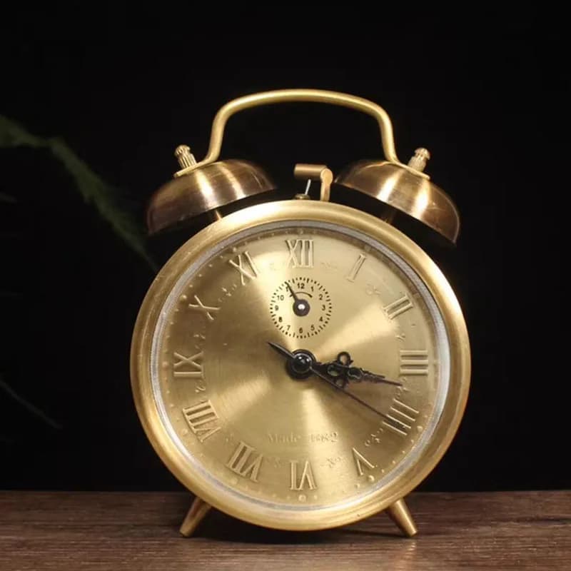 Sveglia con carica meccanica a chiave - Stile vintage in ottone massiccio
