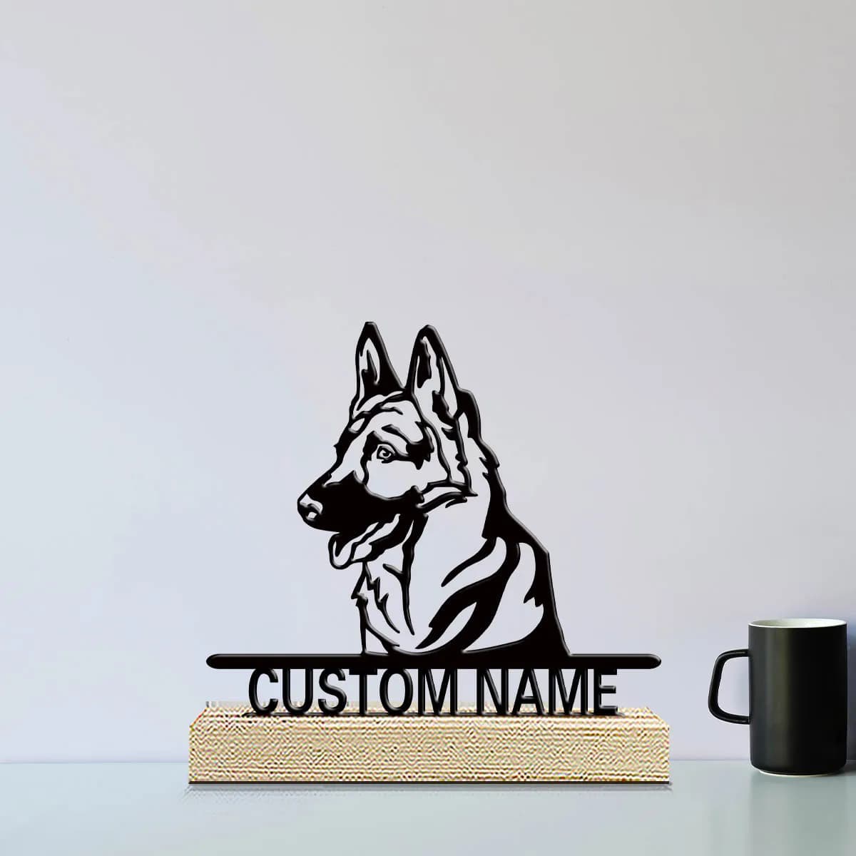 1pc Desktop Metal Ornaments Customizable Name Equipped with A Wooden Base Housewarming Gift,Metal Ornament Decoration