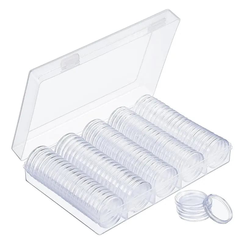 AS95-100 30 mm coin capsules with collector box, ideal for silver coins and more
