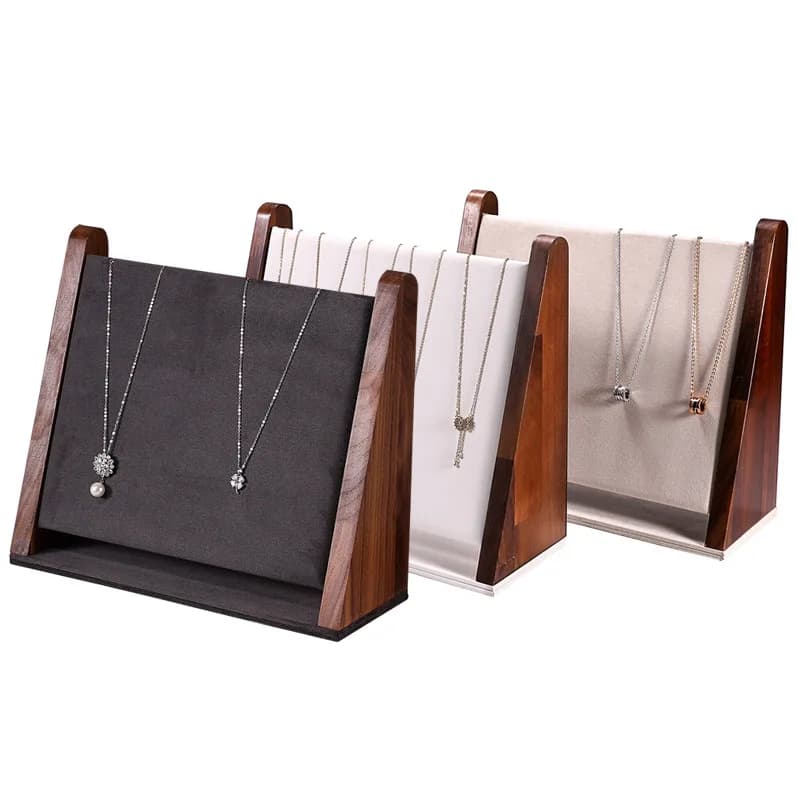 Walnut Necklace Display Rack Exhibitor Jewelry Counter Pendant Necklace Showcase Obliquity Jewelry Display Stand