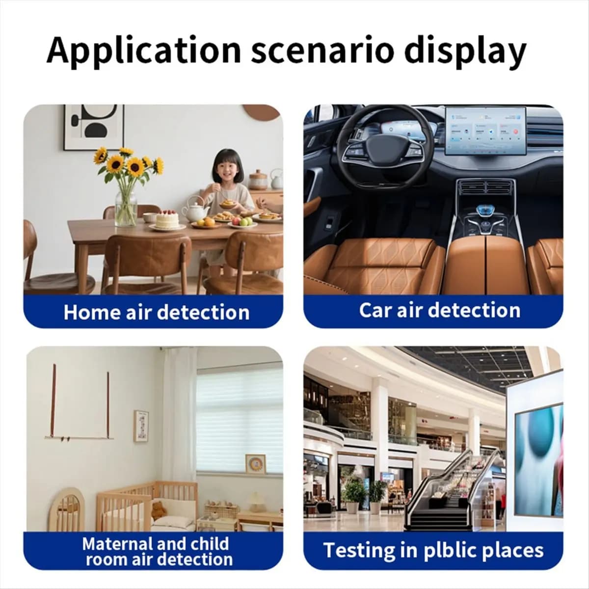 (FDDT) Multifunctional Air Quality Meter Indoor HCHO TVOC Carbon Monoxide CO2 PM2.5 PM10 Temperature and Humidity Detector B