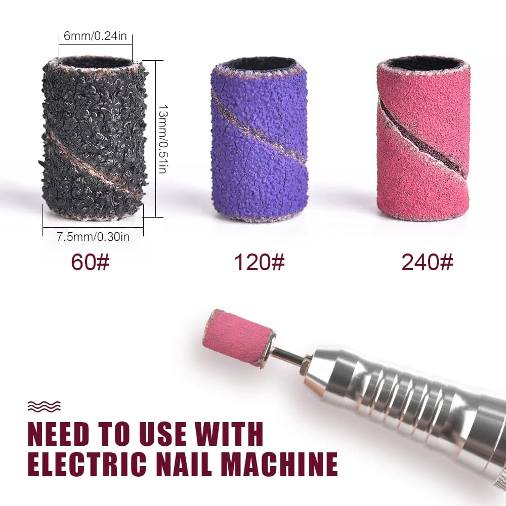 Abrasive Nail Art Tips Drill 80 #120 #240 # for Electric Nail Drill Lime Polishing Tools for UV Gel Pedicure
