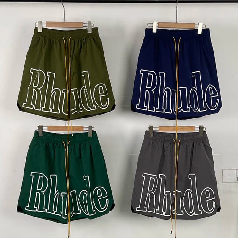 Pantaloncini American Rhude casual, larghi, traspiranti, multicolor, alla moda, in rete, per sport da spiaggia