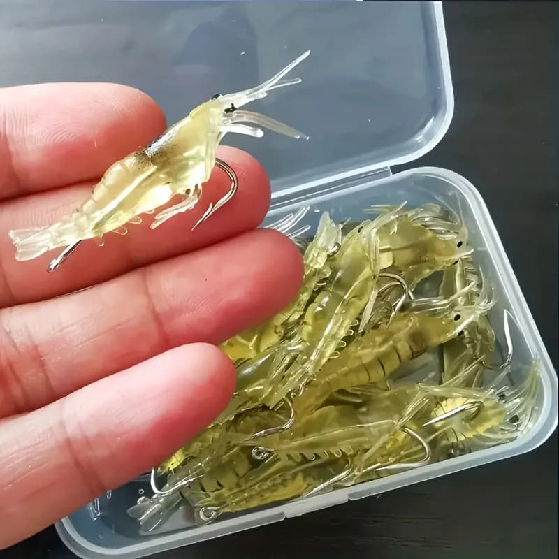 5/10/20pcs Goture Shrimps Soft baits Freshwater Fishing baits Freshwater Salt Bright Shrimps Esca Set With Hook Sharp heel