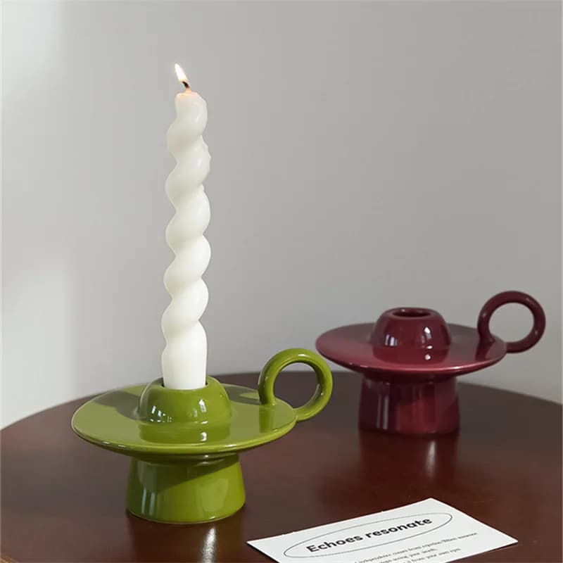 European Flying Saucer Shape Tall Candlestick, Romantic Aromatherapy Decoration, Retro Table Ornament Props, Candlestick Base